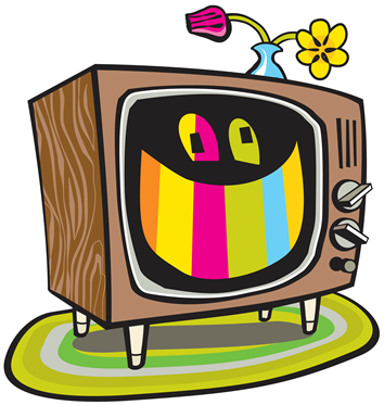 Illustration of a smiling cartoon TV set